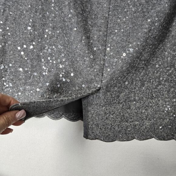 Talbots Wool Blend Sequin Pencil Skirt sz 16P Gray Scalloped Hem - Picture 9 of 15